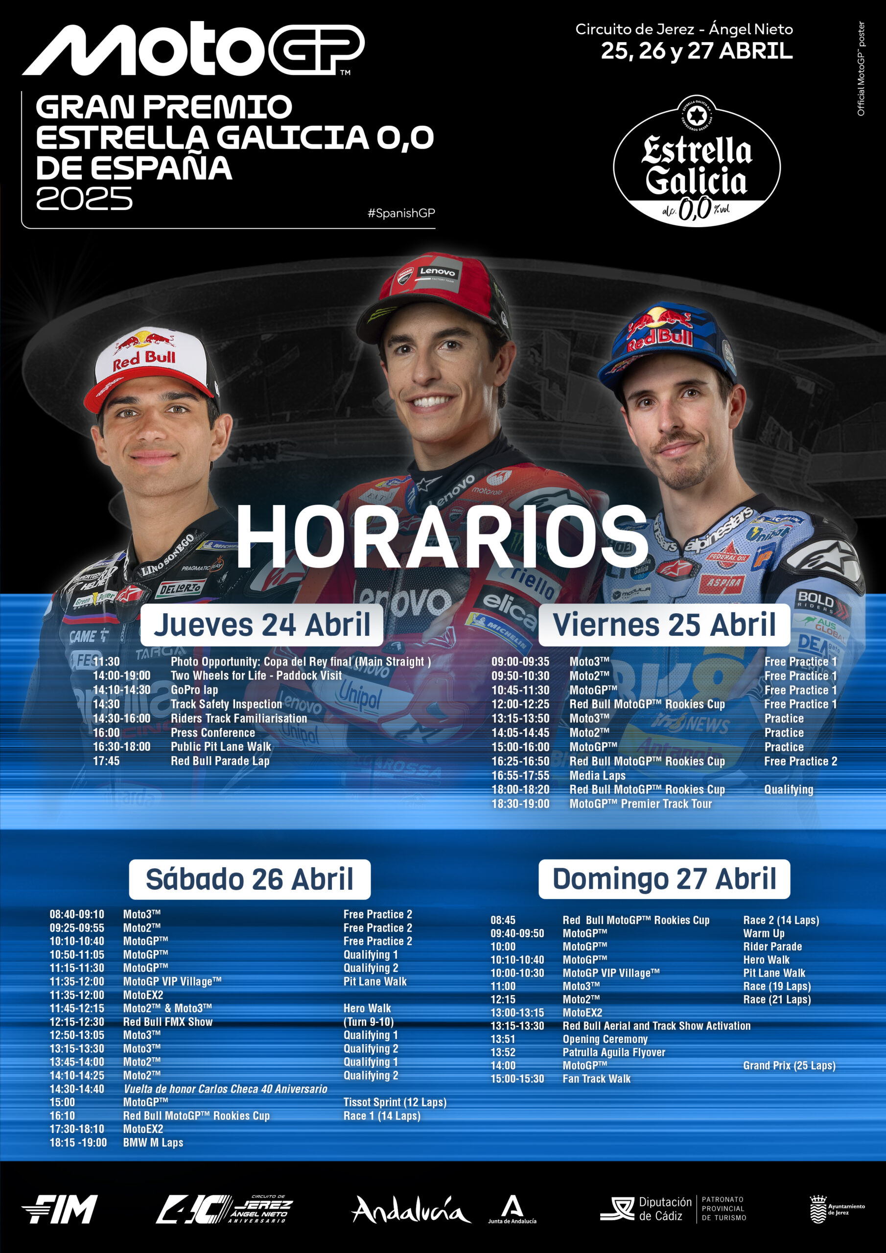 Horarios MotoGP 2025 Circuito de Jerez-Angel Nieto