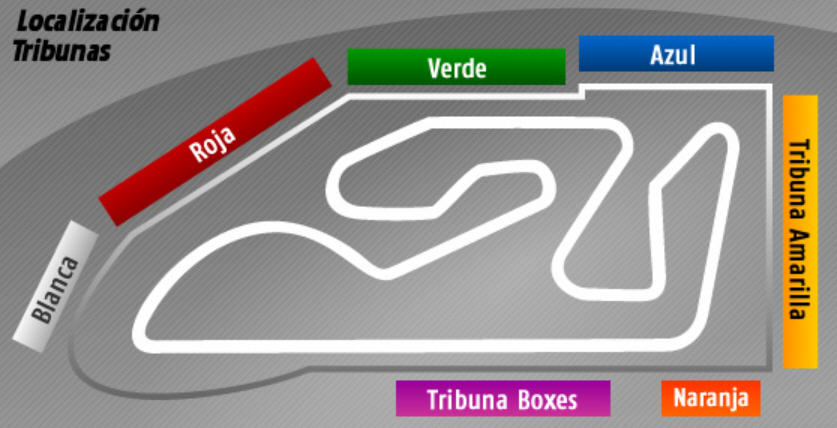 Ubicación de las gradas del circuito Ricardo Tormo  Cheste