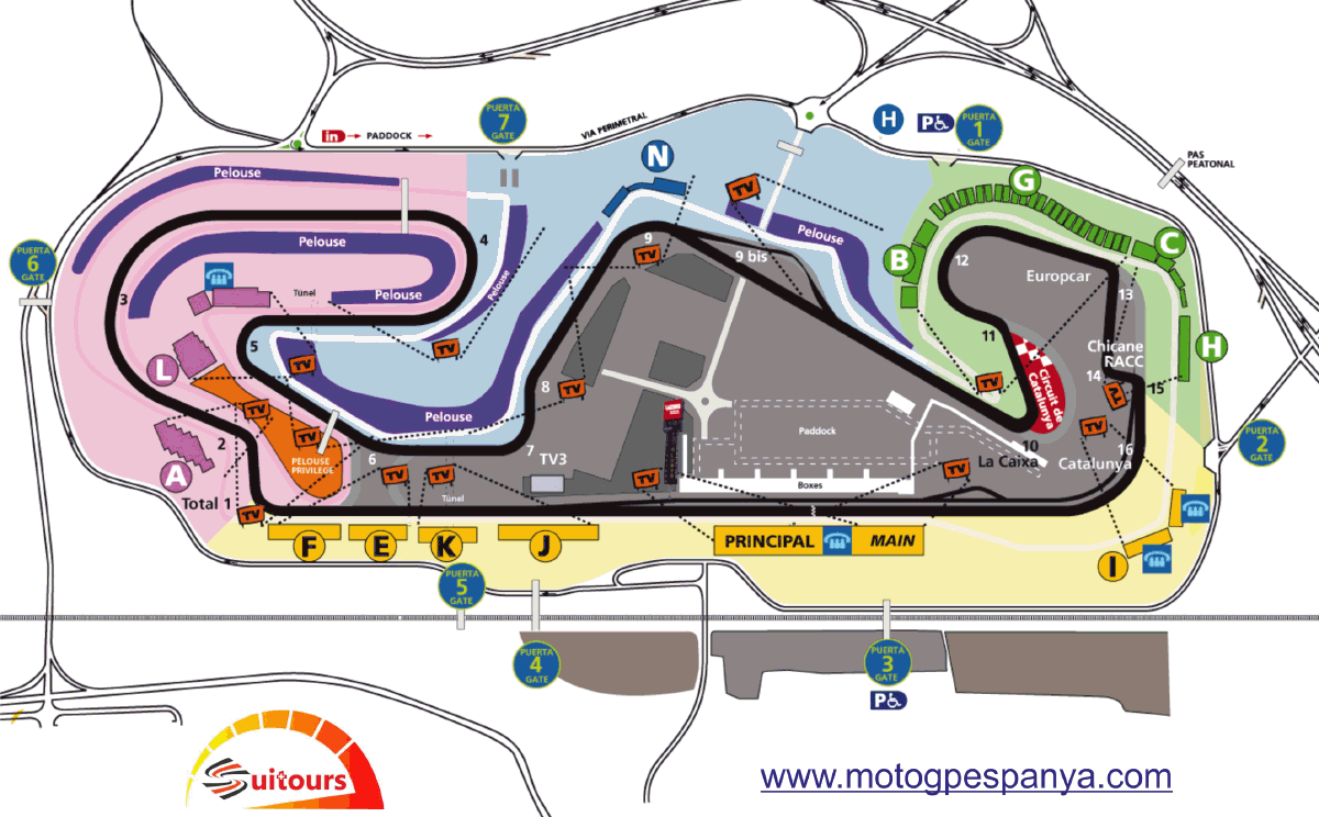Plano tribunas circuit de Barcelona-Catalunya